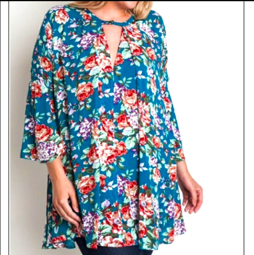 Plus Size Jade Floral Trapeze Tunic